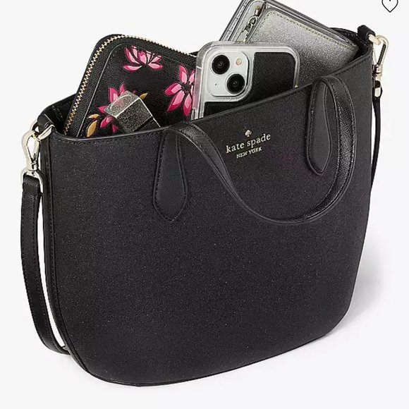 NWT Kate Spade NWT $329 Glitter Glimmer Satchel Black KE460 Handbag Purs… - Picture 4 of 9